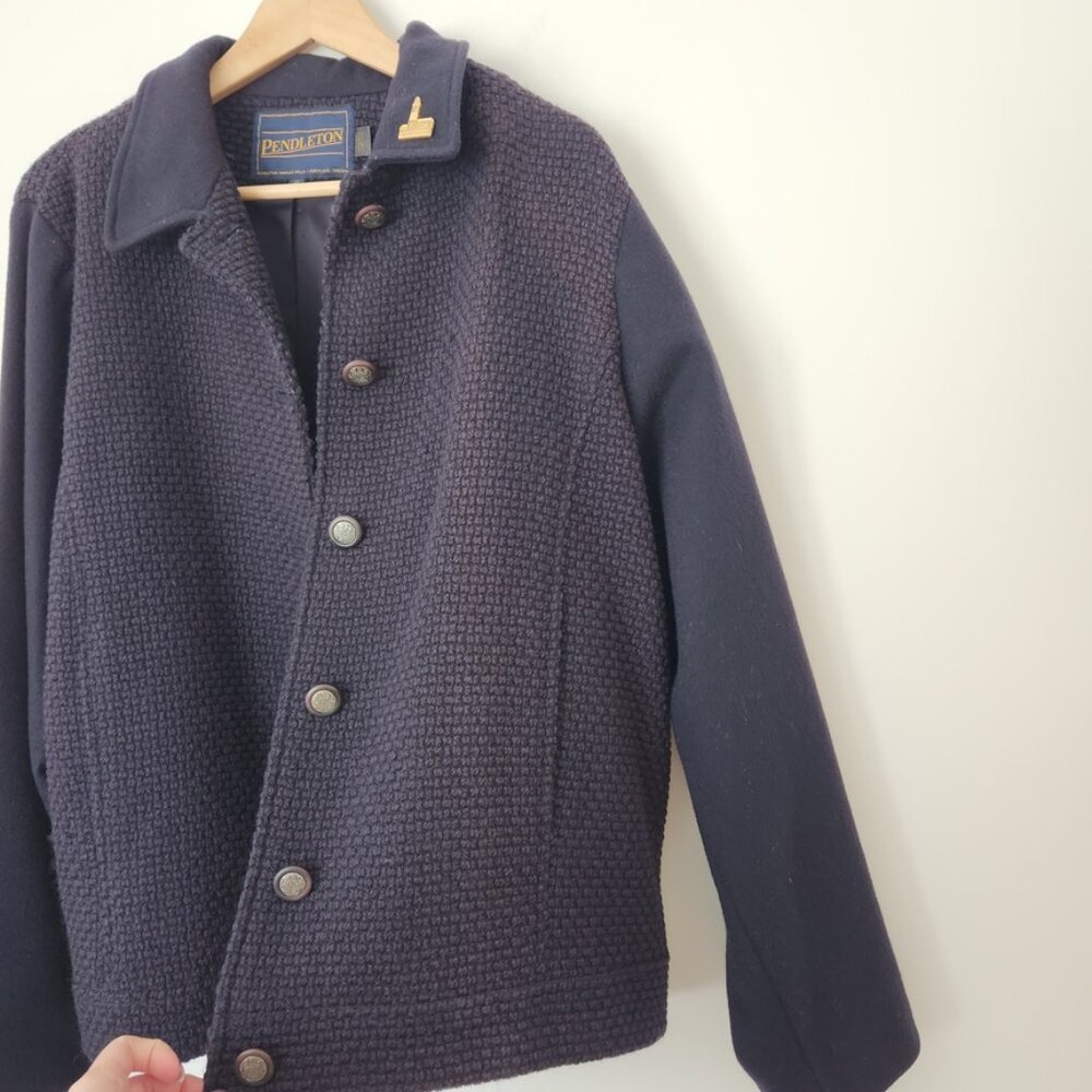Vintage Pendleton Wool Jacket Eggplant Purple Cre… - image 8